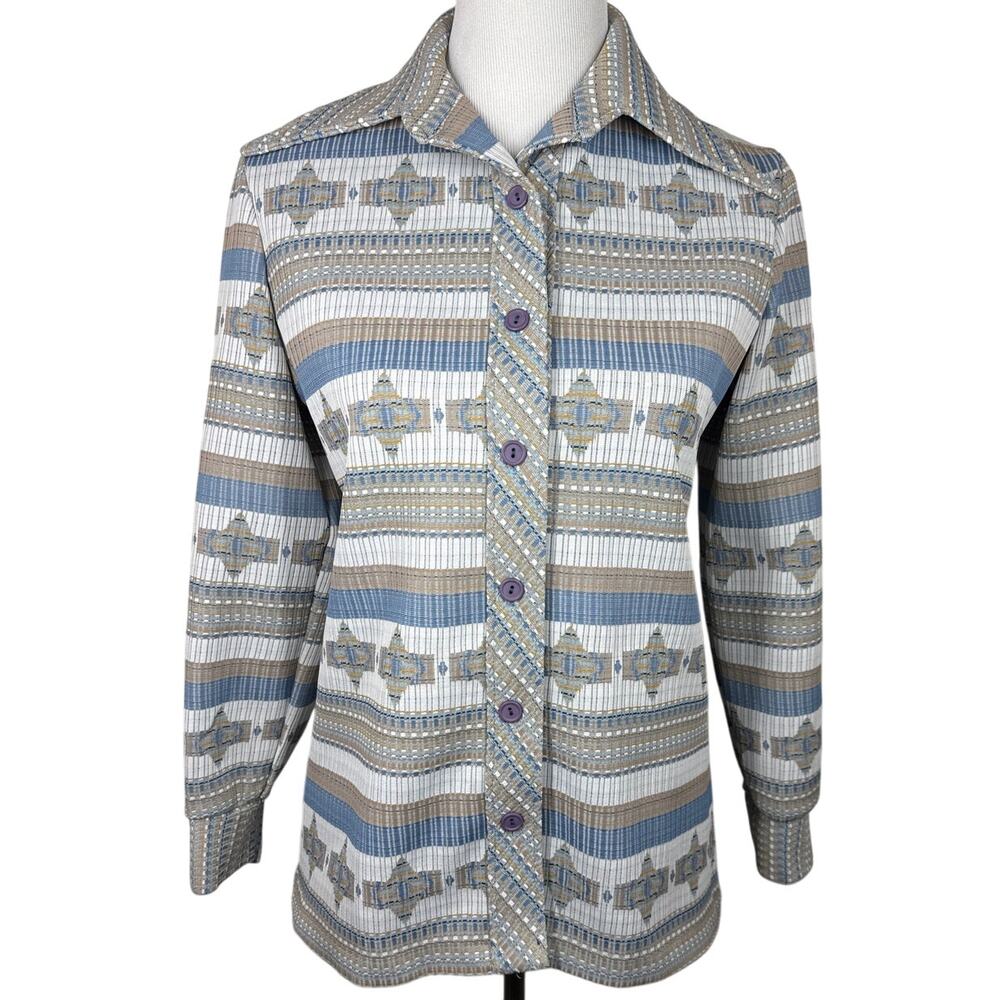 John's Girl 1970s Vintage, Dagger Collar Top, Small
